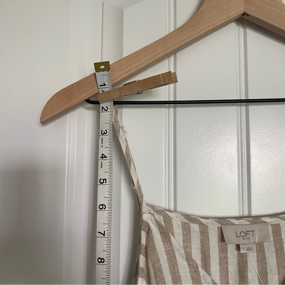 NWT Loft Outlet Tie Front Striped Linen Blend Tan & White Jumpsuit Size S - Picture 10 of 11